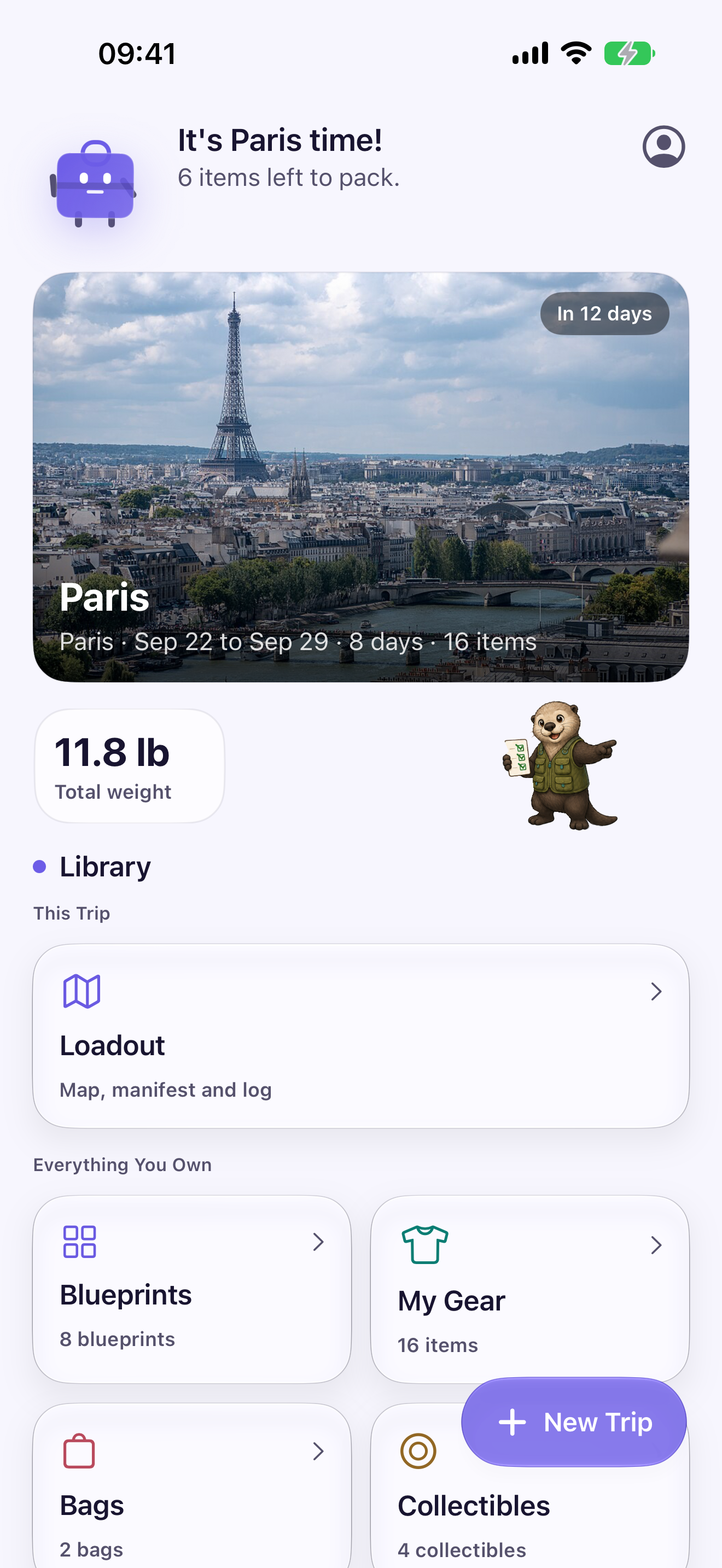 Packing Index iOS App Store Trip & Loadout Interface